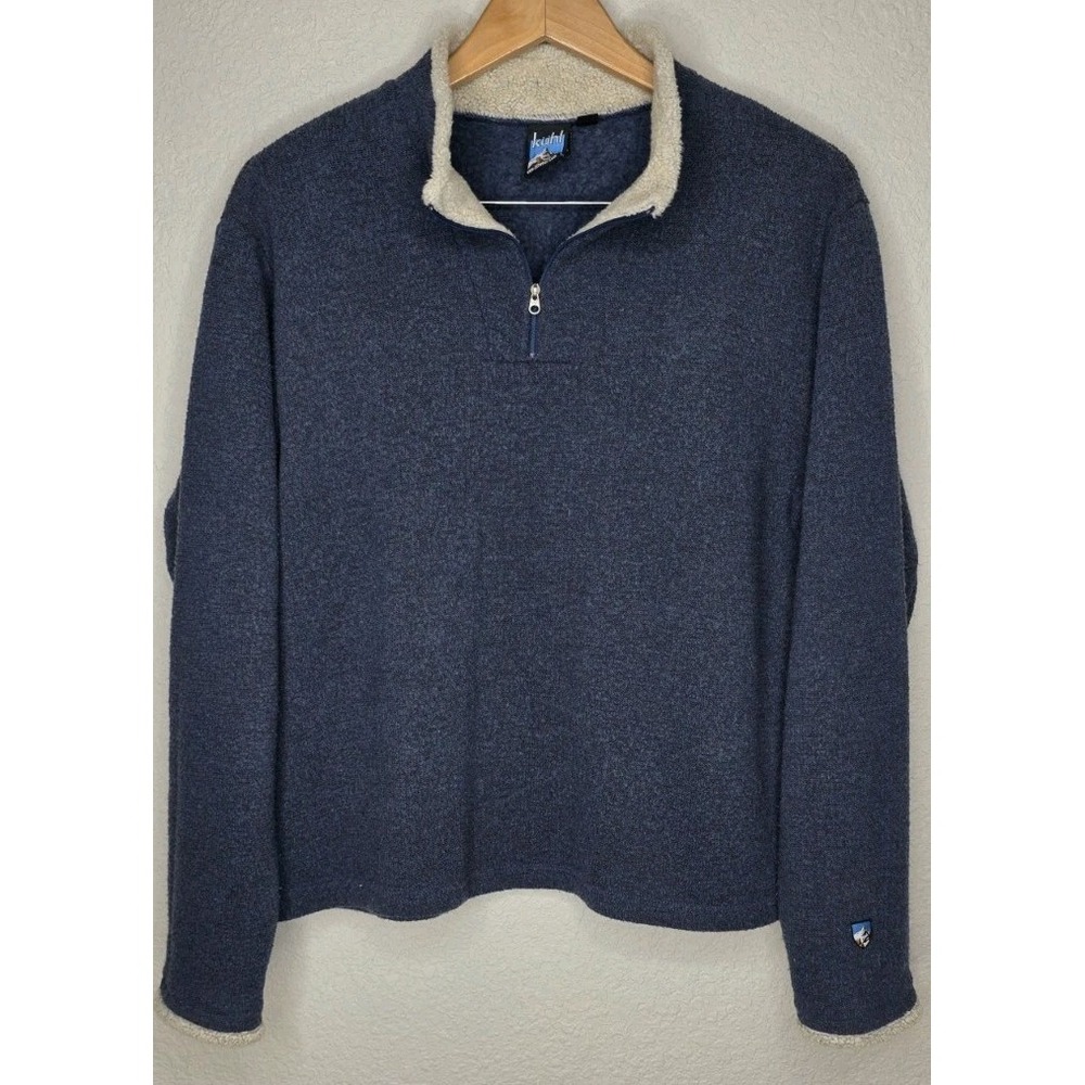 Kuhl Alfpaca Fleece 1/4 Zip Jacket Women XL Navy Pullover Soft Cozy Outdoor Hike